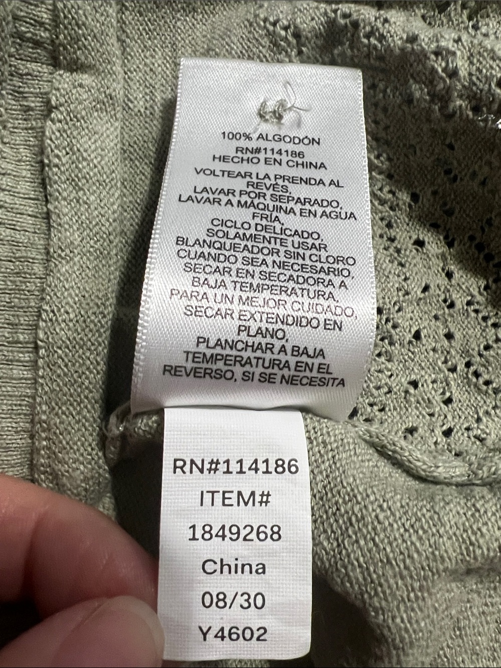 FRYE Light Sage Green V Neck 100% Cotton Cardigan Sweater size Large - Picture 4 of 14